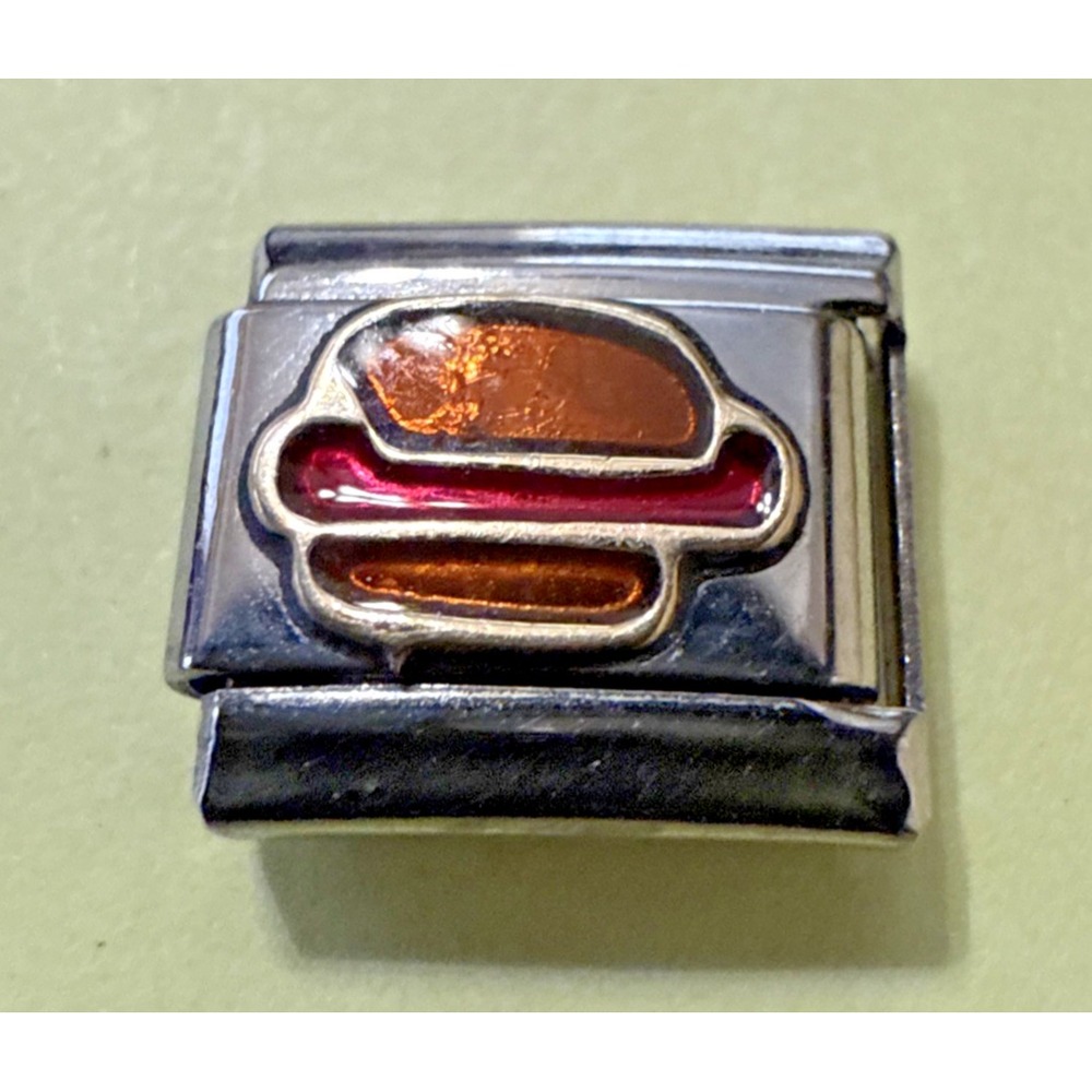 ReFlorence Italian Charm Unisex OS Silver Brand New Hot Dog Food Enamel 9mm